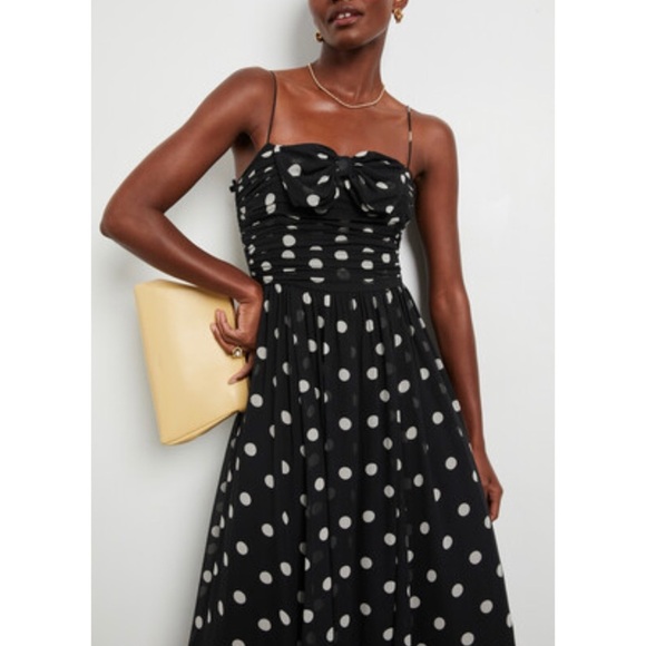 DÔEN silk Maryanna Noir Solstice Sky Dot dress NEW - Picture 7 of 11